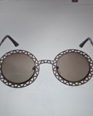 Clothes Captain Brown Round Sunglasses with Decorative Cutout Frame
